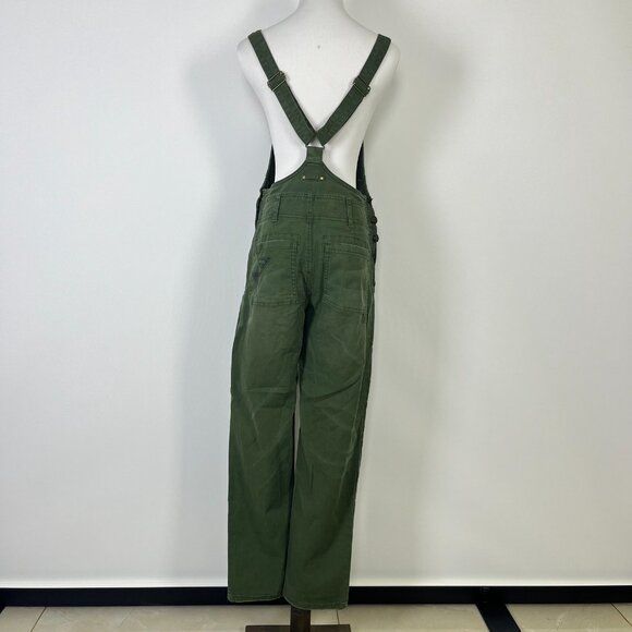 NWOT Anthropologie Pilcro Wanderer Patchwork Overalls Size 27 Green Cotton Blend - Picture 9 of 14